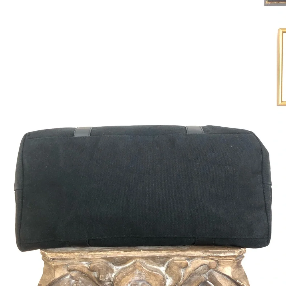 Extra Large Victoria’s Secret Black VS Tote Bag Shoulder Gold Faux Leather - Picture 7 of 11